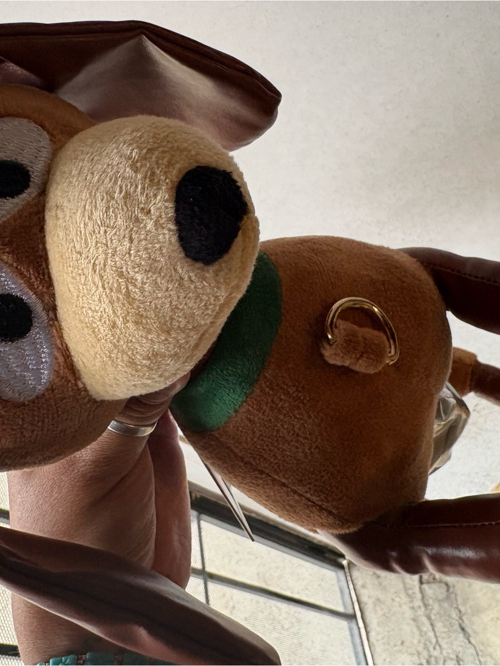 Spirit Slinky Dog Plush Crossbody Bag - Brown with Green Collar - Picture 6 of 7